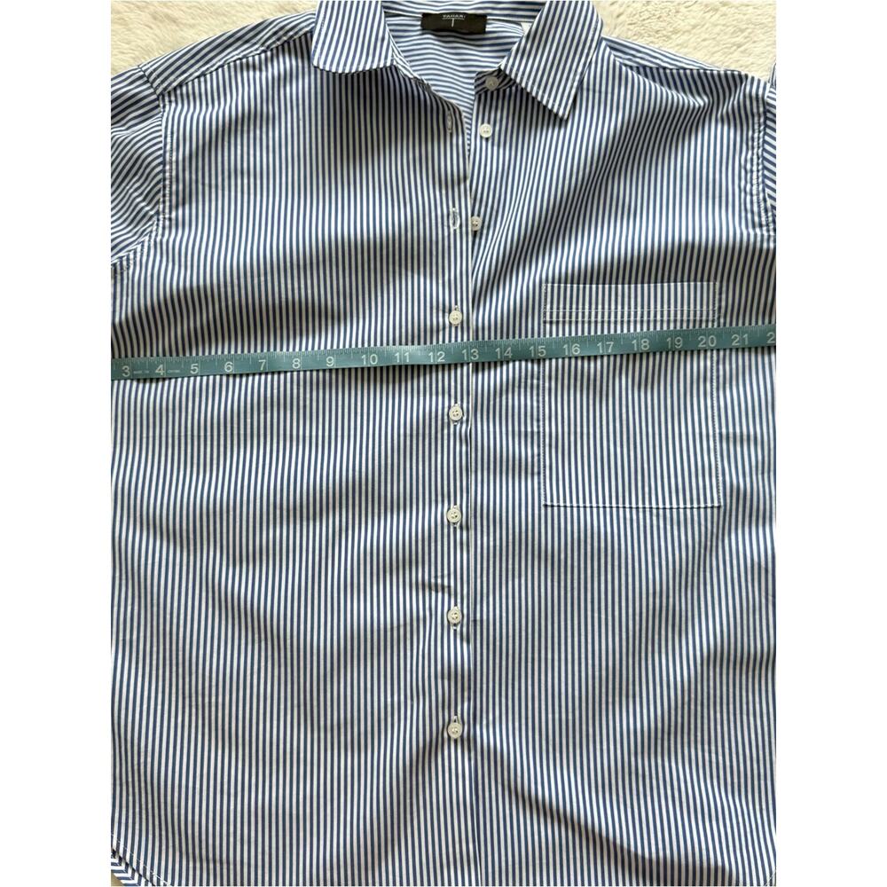 Tahari women cotton blouse white/blue striped size S/P - Picture 7 of 8